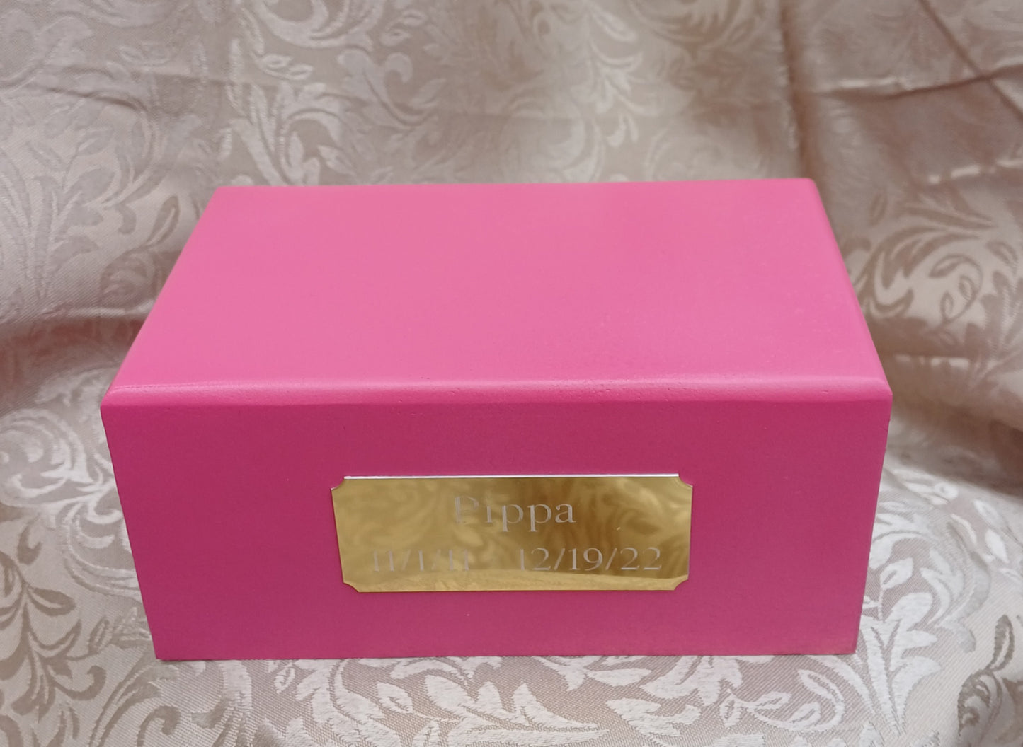 Colour Wooden Pet Cremation Urn Pink Blue black or Grey With Optional Engraved Name Plate