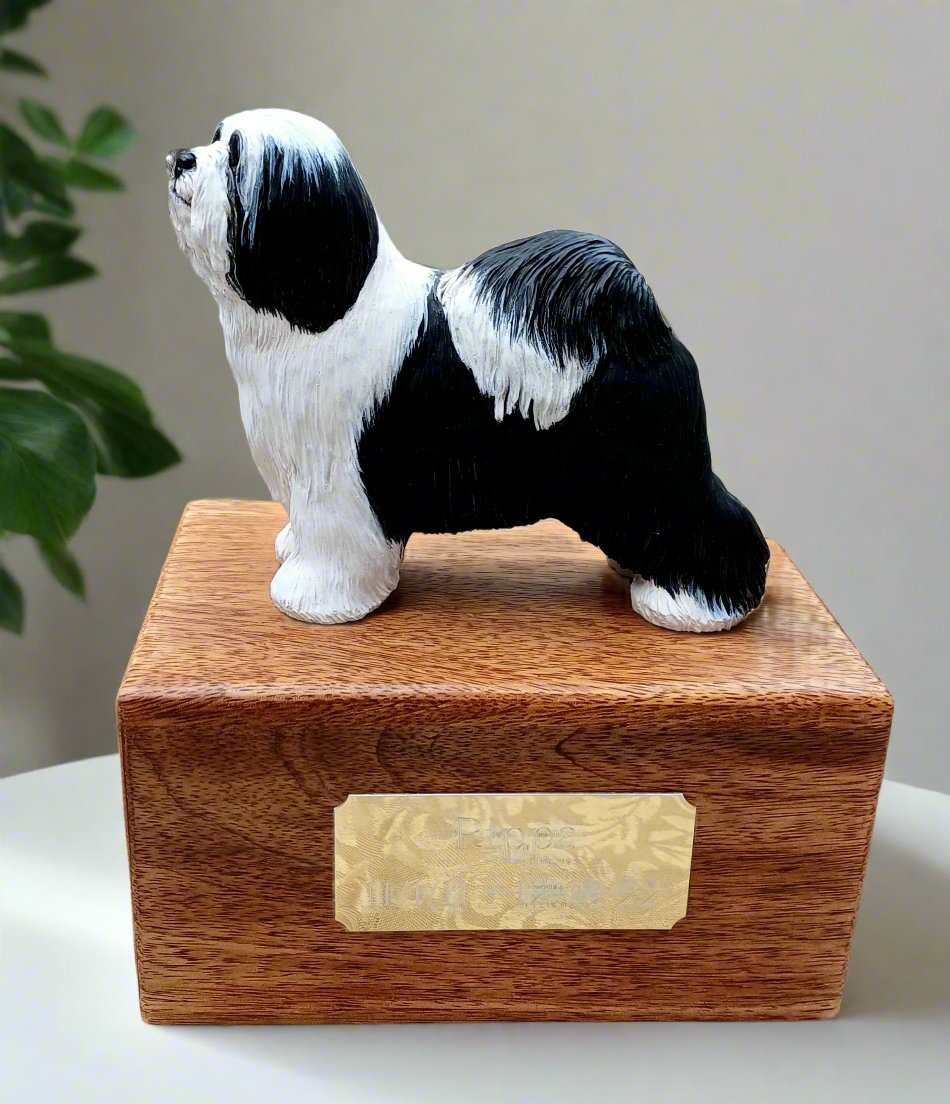 Tibetan Terrier Wood Cremation Urn