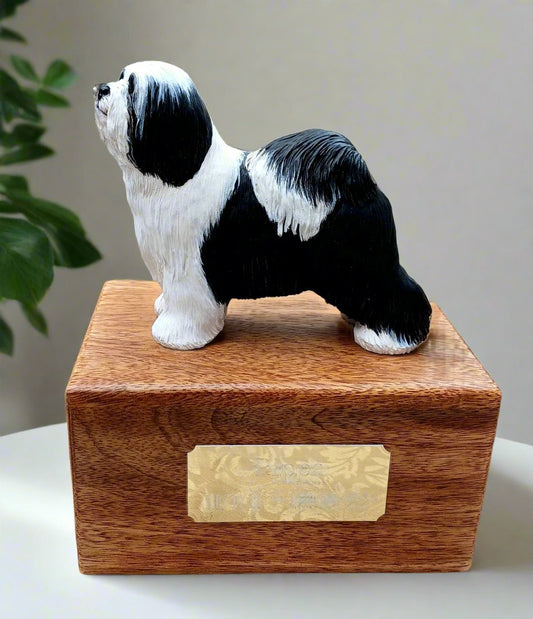 Tibetan Terrier Wood Cremation Urn
