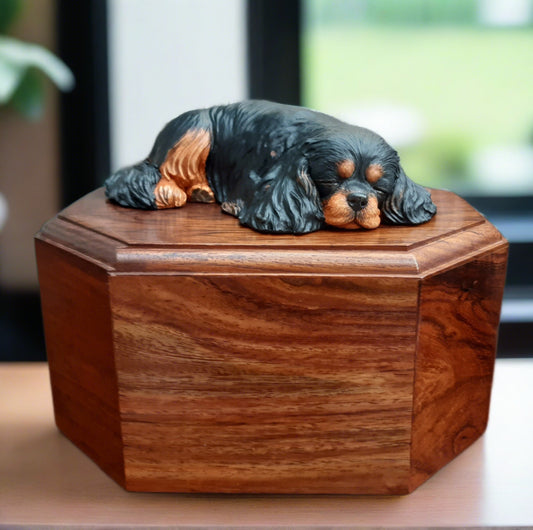 Cavalier King Charles Spaniel Dark Rosewood Cremation Urn