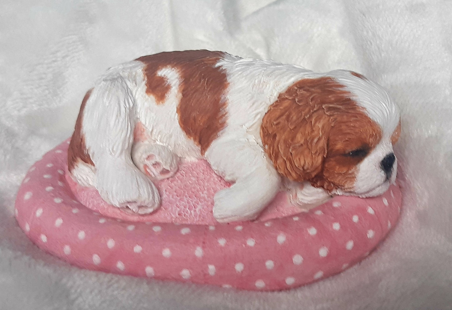 Sleepy Cavalier King Charles Spaniel puppy Figurine