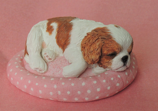 Sleepy Cavalier King Charles Spaniel puppy Figurine