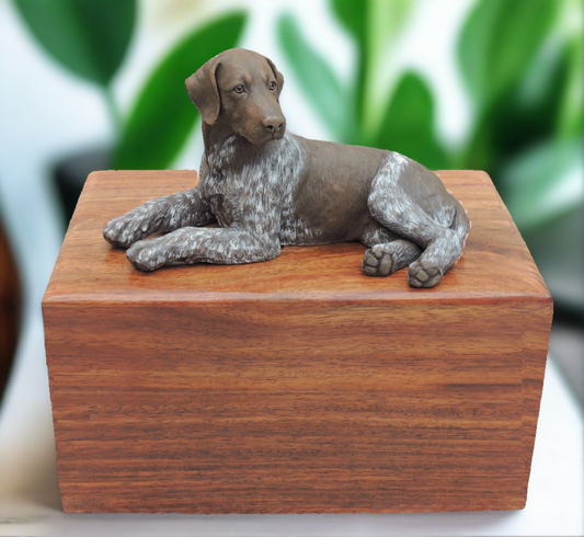 German Shorthaired Pointer Wooden Cremation Urn