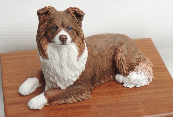Border Collie Dog Wooden Cremation Urn For Pet Ashes