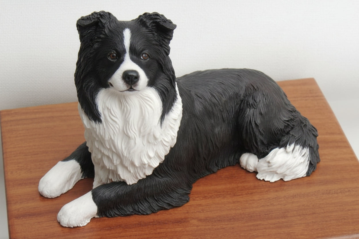 Border Collie Dog Wooden Cremation Urn For Pet Ashes