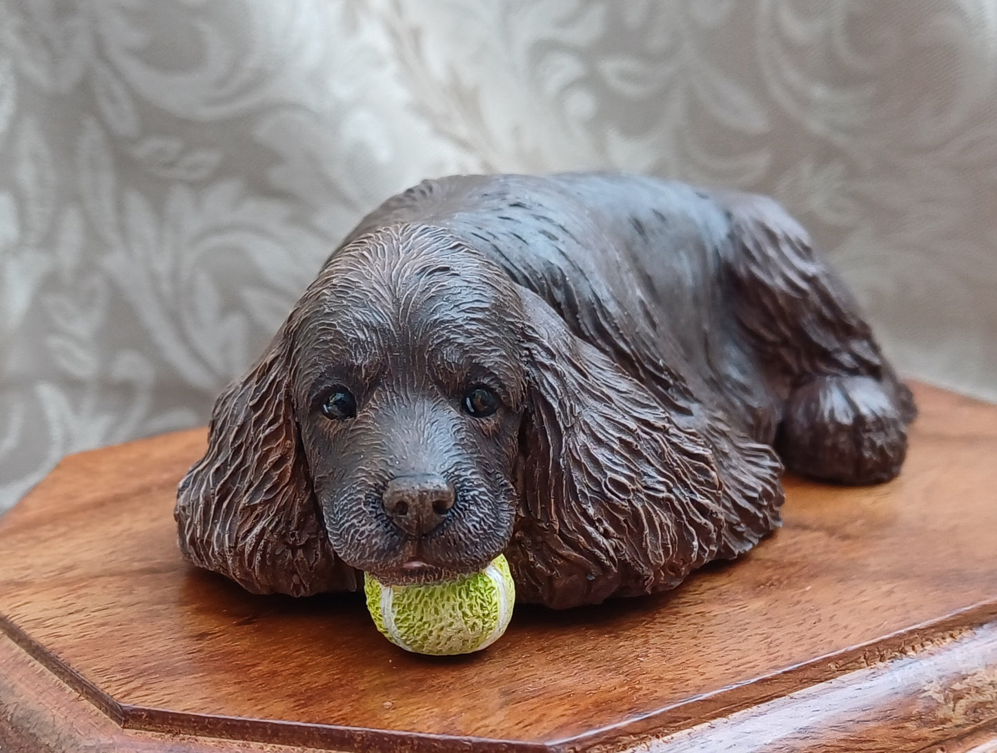 English Cocker Spaniel Wooden Cremation Urn For Ashes