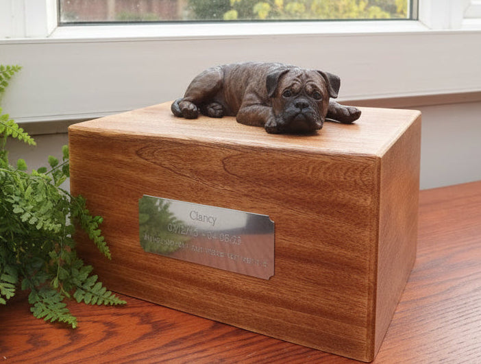 Boxer Dog Wooden Pet Ashes Cremation Urn