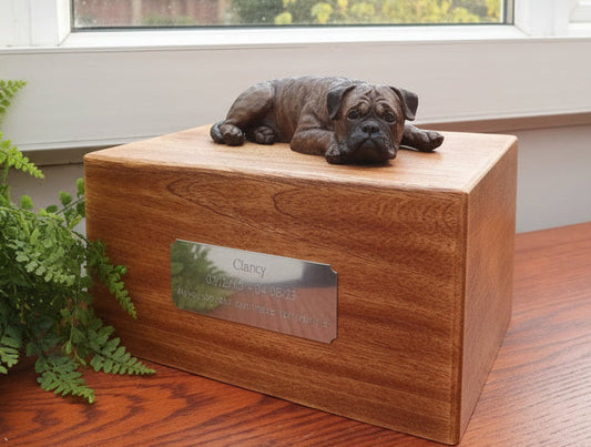 Boxer Dog Wooden Pet Ashes Cremation Urn