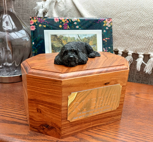 Cavapoo Wooden Cremation Urn For Dog Ashes