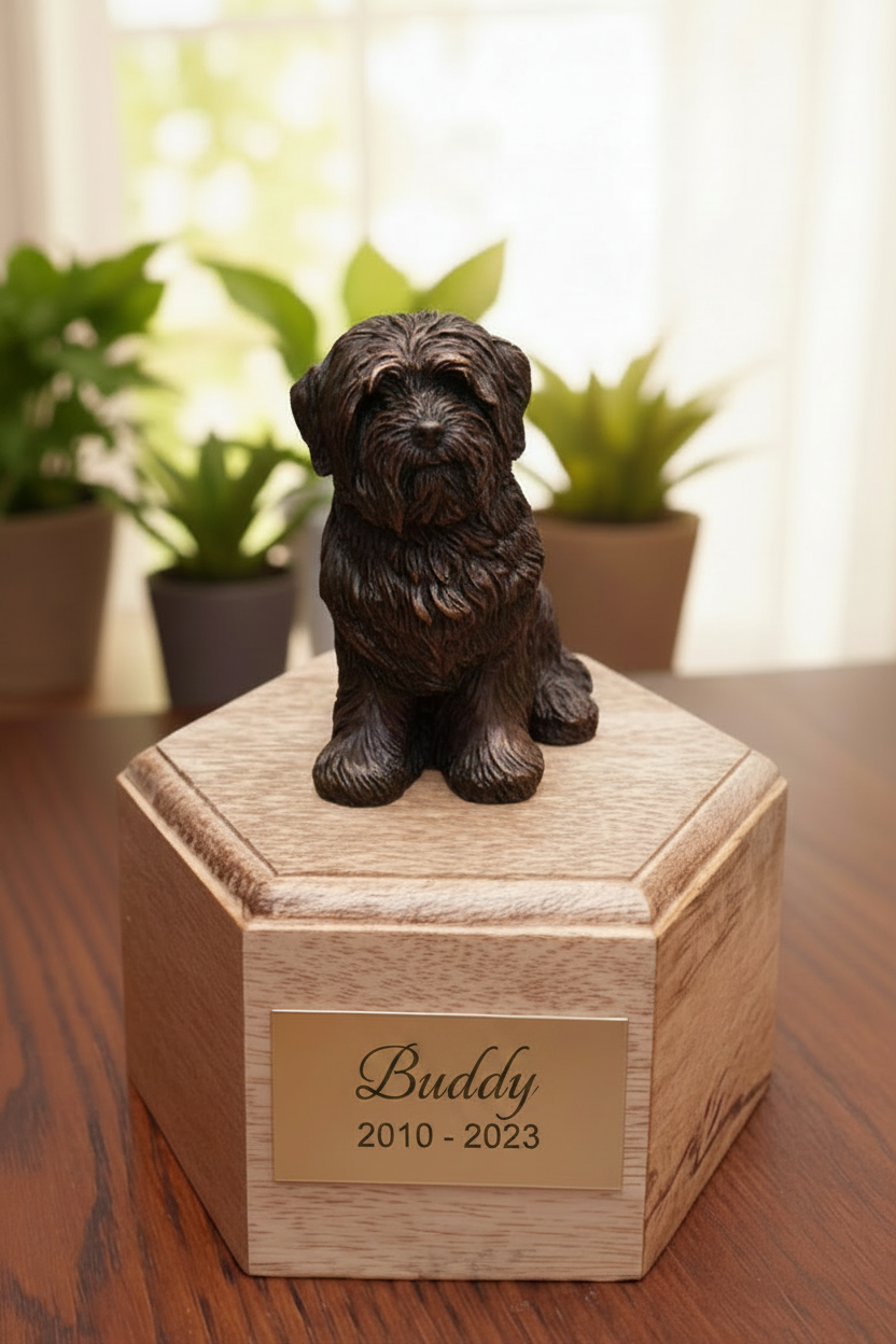 Lhasa Apso: Solid Wood Cremation Urn For Ashes