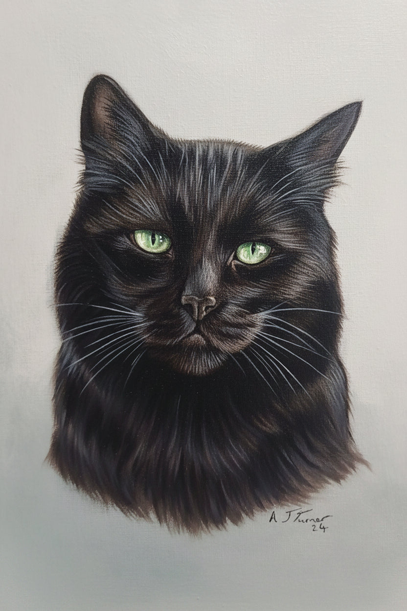 Painting of black cat
