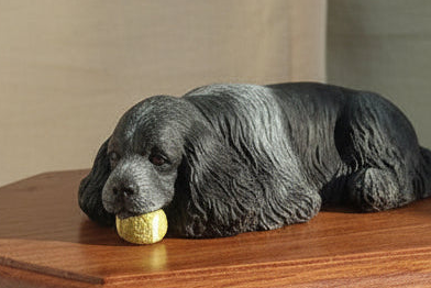 English Cocker Spaniel Wooden Cremation Urn For Ashes
