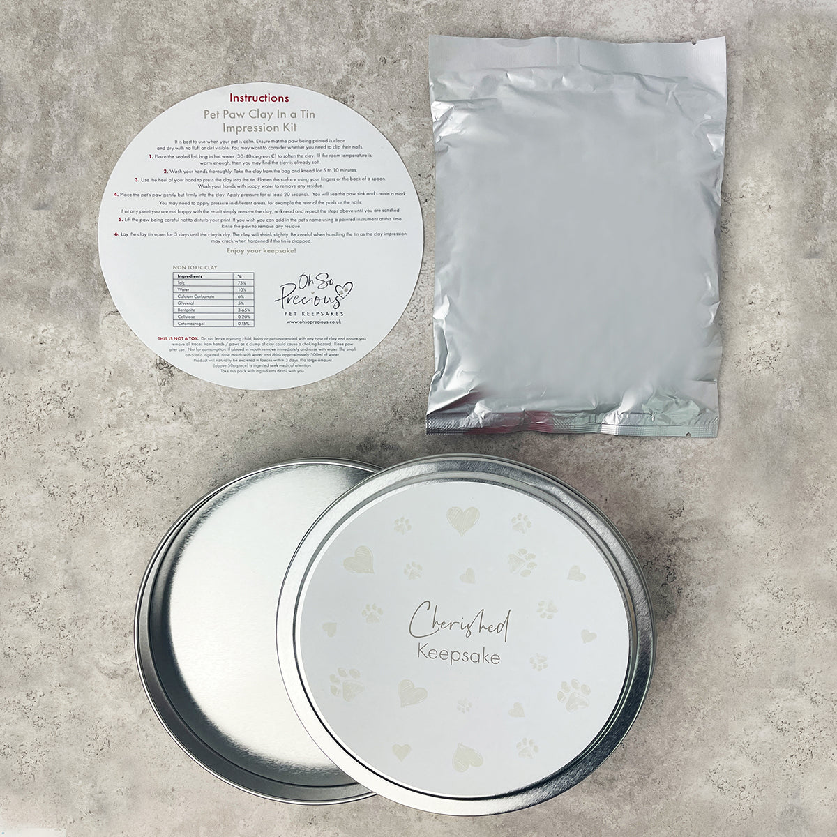 Pet Paw Print Clay Impression Tin