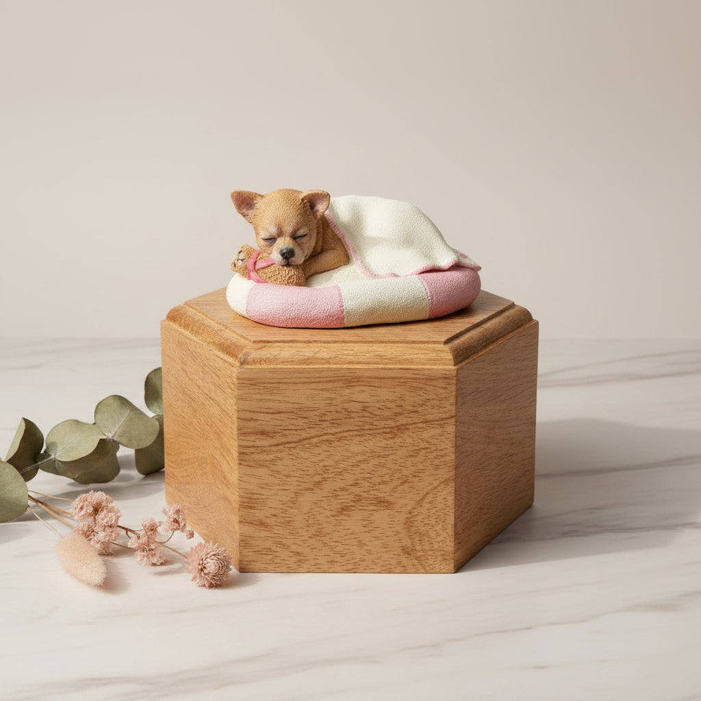 smooth red chihuahua sculpture urn