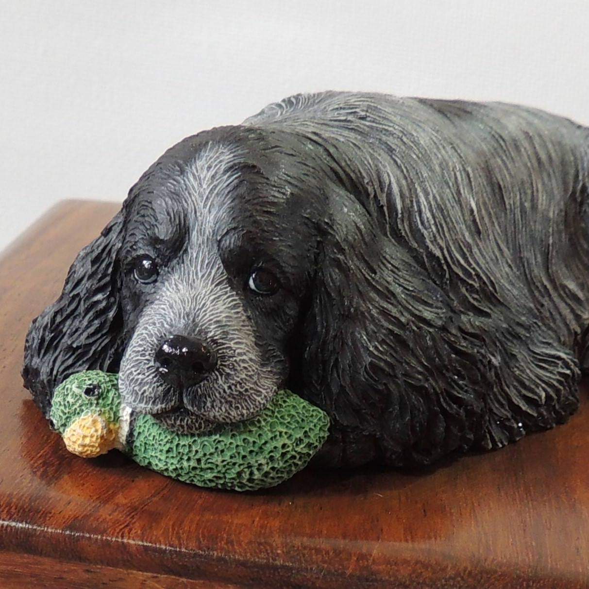 English Cocker Spaniel Wooden Cremation Urn For Ashes