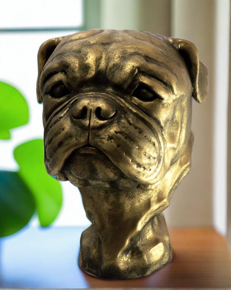 Large American Bulldog Bust Sculpture