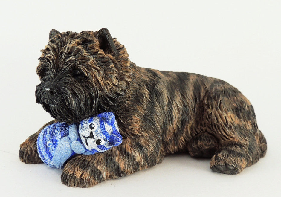 Sleepy Cairn Terrier Cuddling Toy, Sculpture By Cavacast