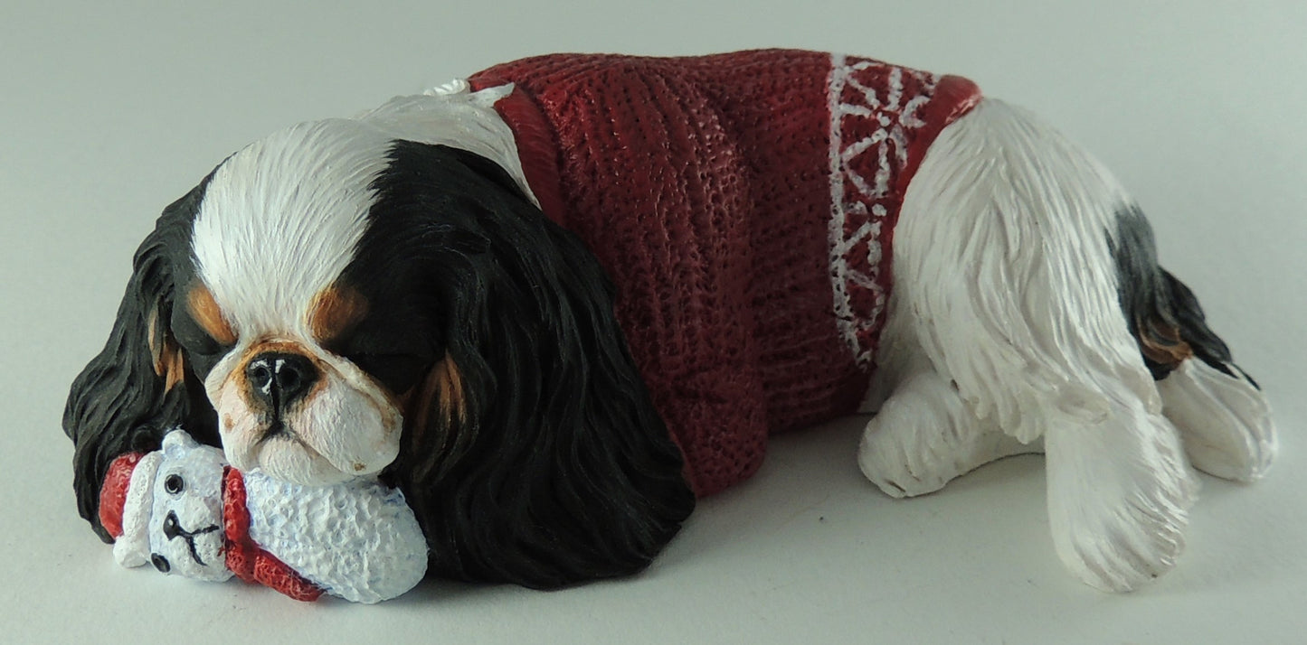 Original Sculpture of a Festive King Charles Spaniel (English Toy)
