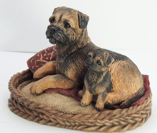 Border Terrier & Puppy Sculpture , Limited Edition