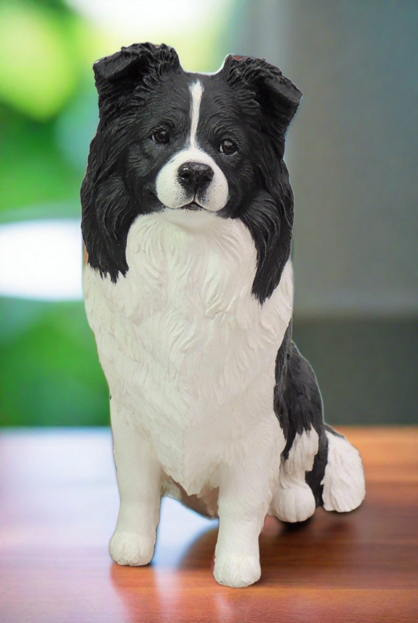 Border Collie Wooden Cremation Urn : Seated Pose