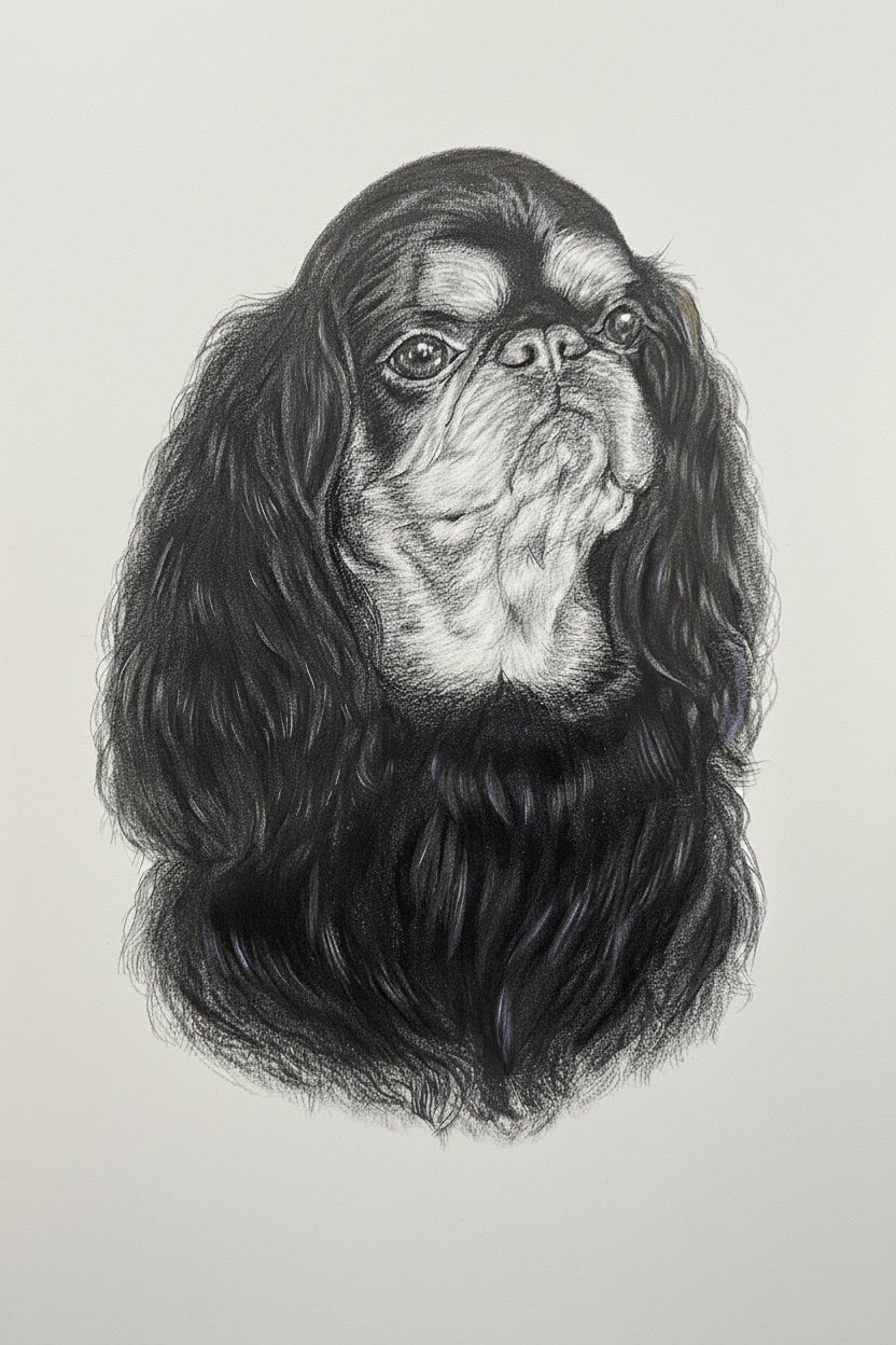 Pencil sketch of an english toy spaniel
