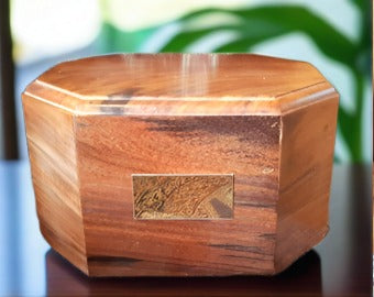 Rosewood Pet Cremation Urn With Optional Engraved Name Plate (Dark finish)